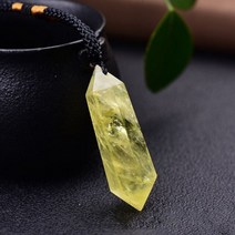 천연 황수정 크리스탈 펜던트 더블 포인트 육각 목걸이 보석 치유석 선물용 미네랄 1PC