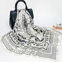 OEP624563화이트 블랙 미디움 스카프 사각스카프 롱스카프 명품 가방손잡이스카프 스카프링 코디 머플러