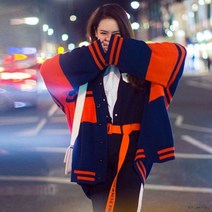 F9396/봄가을필수탬/배색이 예쁜 오버핏 롱니트가디건 258555