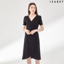 하트 패턴 스트랩 브이넥 반팔 롱 원피스 (VEOAE2574)