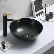 ST-8428B 무광 블랙 원형 라인 탑 볼 세면기 세면대 수입 도기 도자기 인테리어