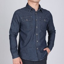 이지바이 테스 남성 캐주얼 순면 작업복 청남방(B22LT009M)