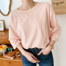아모르데이 여성용 니드 단가라 스트라이프 데일리 티셔츠
