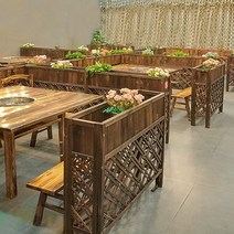 레스토랑 커피숍 실내 인테리어 북유럽 느낌 파티션 꽃 선반 거실 장식 격자 울타리 펜스 야외 정원 부식 방지 발코니 원목장식, 길이 100 * 폭 25 * 높이 90 cm