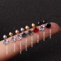 실버 은 피어싱 귀걸이 2Pcs 작은 라운드 Cz Tragus 연골 루크 헬릭스 Snug Conch 20G Prong Gem Monroe 16G Helix Ear Piercing