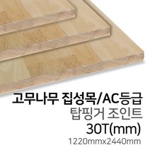 우드백화점 고무나무집성목_12T~30Tx1220x2440_AA_AC 탑핑거/사이드핑거/인테리어/, 30Tx1220x2440/탑핑거/AC등급