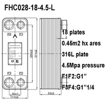 판형 열교환기 핀형 튜브형 18 플레이트 브레이즈드 역류 316l