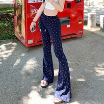 블루미 스마일 패턴 부츠컷 밴딩 팬츠