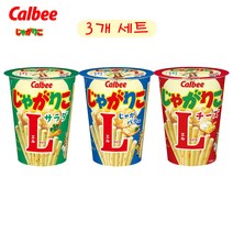 일본 calbee 가루비 쟈가리코 과자 L 3개 세트 쟈가버터 치즈 사라다 맛 L사이즈, 사라맛 68g, 치즈 66g, 사라맛 68g