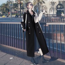 트렌치코트 여 뉴 하프 오버핏 오버핏 배색 코트