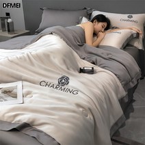 여름 아이스 여름 이불 4종 세트 여름 에어컨 이불 얇은 이불 봄가을 싱글 숙소 기계 세탁 여름 냉이불