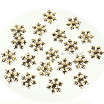눈꽃송이 골드 20개 2.5cm 크리스마스 오너먼트, 없음