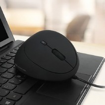 코시 라운드 슬림 인체공학 손목보호 유선 버티컬 마우스 사무용 컴퓨터 노트북 PC, 블랙, M3185