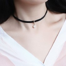 반하나쇼핑 드롭 진주 가죽줄 초커목걸이 패션목걸이