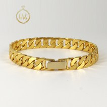 24k 순금 면체인 유광 팔찌 남자 여자 37.5g+18k