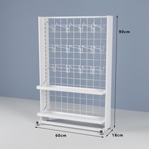 약국 진열대 선반 가판대 행사매대 철제 판매대, 화이트 60x18x90 배색 15개의 연결+2층판