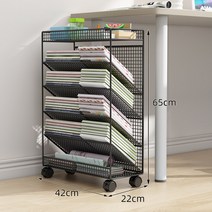 이동식 북카트 책꽂이 북 트롤리 카트 웨건 책장 선반 철재 철제 간이 미니 책상정리 수납, 단면형 블랙