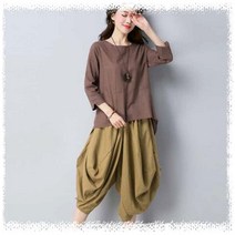 언발블라우스 배기 항아리바지 할렘 바지 F60127012 여성 팬츠