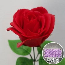 이플린 비누꽃 재료 비누 장미 꽃다발 꽃바구니 DIY, 02.왕장미-25개입_잎사귀_레드