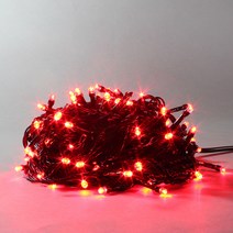 빛나라닷컴 LED 100P +전원코드 크리스마스 트리전구 검정선 줄조명, 적색100P + 점멸기 전원코드선