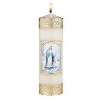 Our Lady of Grace Devotional Wax Pillar Candle 7 3/4 Inch, 1