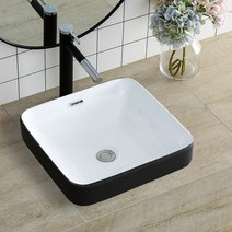 세면볼 탑볼 Taichung Basin 반 매립형 세면기 세라믹 욕실 가정용 광장 카운터 분지 위 세면대 단일 분지, 모델 043 흑백 세면대4343 물을 보내는 검은