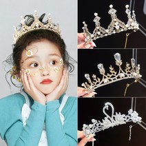 영국왕관 영국 다음 도로 어린이 왕관 티아라 공주 소녀 보석 헤어 밴드 액세서리 머리띠 머리핀, [04] 4-3_화려한 꽃