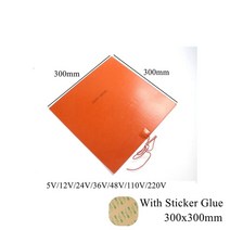 온열매트 실리콘 고무 난방 패드 25x20mm 12V 24V 110V 220V 밴드 히터 열 매트 플레이트 방수 3D 프린터, 17 300x300mm_04 36V or 48V