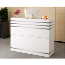 안내데스크 리셉션 금전등록기 매장데스크 안내원, 다크 블루 라이트 호두 80x42x102cm