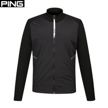 핑 핑(PING) 골프웨어 봄 블랙 남성 우븐 패치 니트 집업 긴팔 가디건 111B1SD105_BK