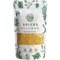 미국직구 향신료 마을 과립 마늘(8온스) - 요리 및 양념을 에브리 네츄럴 마늘 파우더 건조 마늘 과립 - 코셔 인증 글루텐 프리 비GMO 재판매 가능 벌크백 포장은 다를, 수량, 상세참조