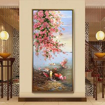 DIY 보석십자수 비즈자수 큐빅 구슬 매화꽃 비단잉어, 45*70, 매화꽃 황금잉어