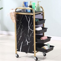 미용실 개인 작업대 정리함 헤어살롱 트롤리 가위정리, 검은색 5겹 신형기어  35x30x84cm