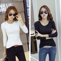 에르모소 1+1 봄 가을 사계절 간절기 이너 기본 티셔츠 슬림 무지 여성 긴팔티셔츠 H-C000