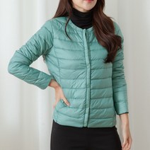 치콘 오리털 라운드 여자 경량점퍼 여성 경량 패딩 덕다운 아우터