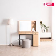 [에넥스EB]플로 멀티 수납화장대컴팩트형+LED거울, 오크