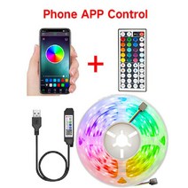 무드등3키로 LED 조명 원격 적외선 제어 스트립 테이프 침실 장식 RGB5050 전화 네온 얼음 빛 Luces, 06 BT 44keys full set_03 3m