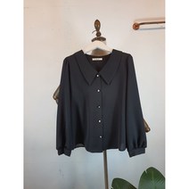 봄 여성 실버 진주 삼각 카라 티르 블라우스