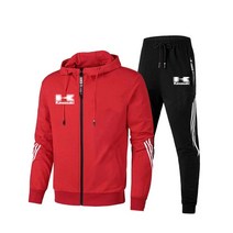 자켓캐주얼 스포츠 지퍼 후드 자켓 + 트레이닝복 남성용 가와사키 로고 세트