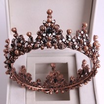 왕관 세련된 고급진 생일 바로크 크리스탈 블랙 빅 라운드 신부 티아라 크라운 미인 대회 무도회 라인스톤 베일 머리띠 웨딩 헤어 액세서리, [06] Style F