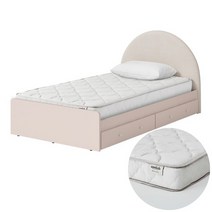 한샘 보나 슈퍼싱글침대 SS 패브릭헤드 서랍형+샘키즈 알러지케어 매트리스 SS, G 화이트_다크그레이(G)