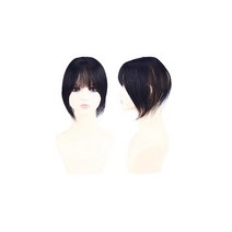 HIYE 부분가발 손으로 심는 인모 100% 자연 인공 피부 붙임 흰머리가림 3D 앞머리가발 통기성 경량 쇼트 여성용 패션 탑커버 간편장착 의료용 가발 인모위그 7*9CM자연흑색/꽈배기