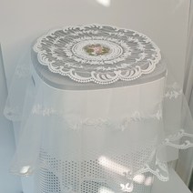 로즈하오 빈티지 북유럽감성 레이스 플라워자수 매트 빅사이즈 화이트 베이지 핑크(75cm)