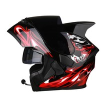 Ai Shi 헬멧 남녀 전기 오토바이 기관차 오픈 페이스 안전 블루투스 성격 여름, 블랙레드혼블루투스LED