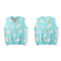 크롭 니트 조끼 아가일 뷔스티에 tedsn 스웨터 kawaii 민소매 탑 어 꽃무늬 조끼
