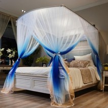 커튼식모기장 바닥없는 침대형모기장 180X220CM 블루 공주모기장 모기텐트 텐트형모기장