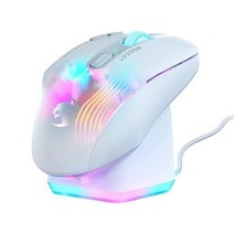 ROCCAT Kone XP Air – 무선 사용자 지정이 가능한 인체공학적 RGB 게이밍 마우스 19K DPI 광학 센서 100시간 배터리 및 충전 독 29개의 프로그래밍 가, Kone XP Air White, Gaming Mouse