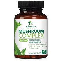 해외 Natures Nutrition 버섯 동충하초 표고 영지 60캡, 1개