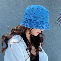 빅사이즈 청모자 데님 벙거지 버킷햇 연청 진청 스트릿 모자 여성
