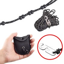 도매창고 캠핑 빨래줄 로프 와이어 집게 암벽 차박 여행 세탁 랜턴 걸이 집게 줄 건조대 텐트 소품 아웃도어, 캠핑 빨래로프-블랙